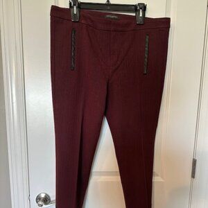 BANANA REPUBLIC DARK RED HERRINGBONE SLIM ANKLE PANTS